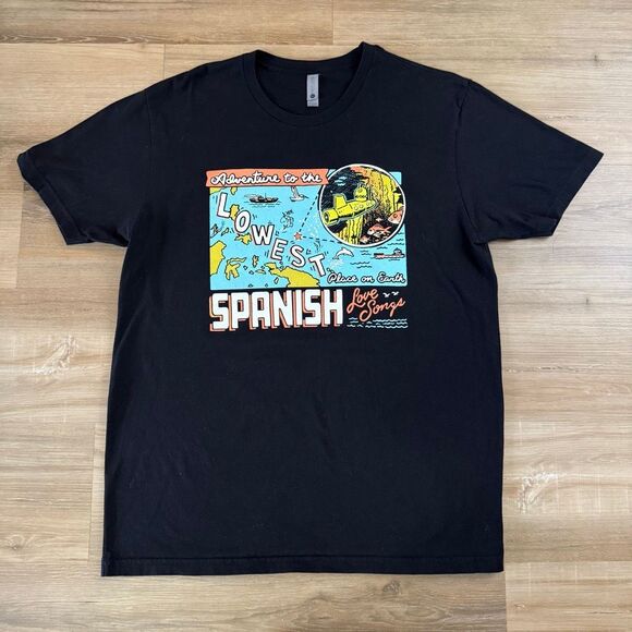 Spanish Love Songs Adventure To The Lowest Place On Earth Black Shirt Size Large - Picture 1 of 4
